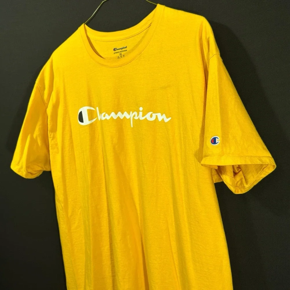 Champion‎ Authentic Activewear T-Shirt Mens 2XL Short Sleeve Crew Neck Yellow - Picture 2 of 6